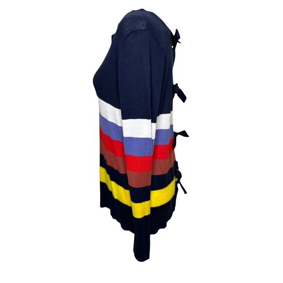 Halogen Blue Striped Bow Back Long Sleeve Pullover Sweater Womens Large - Picture 3 of 8